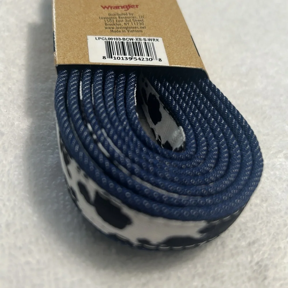 Wrangler XSmall/Small Dog Overlay Leash in Cow Print black white denim blue NWT